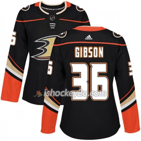 Dame NHL Anaheim Ducks Trøje John Gibson 36 Adidas 2017-2018 Sort Authentic